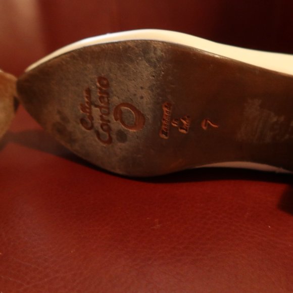 $645 Calleen Cordero Boots off-white/cream leather w brass and nickel studs 7 - Picture 14 of 16